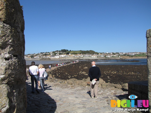 SX09207 People on St Michaels Mount causeway